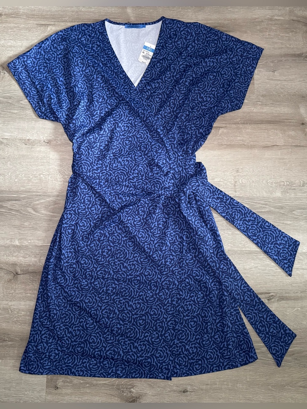 J.McLaughlin Soraya Wrap Dress Rose Expressions‎ Blue Navy NWT XL